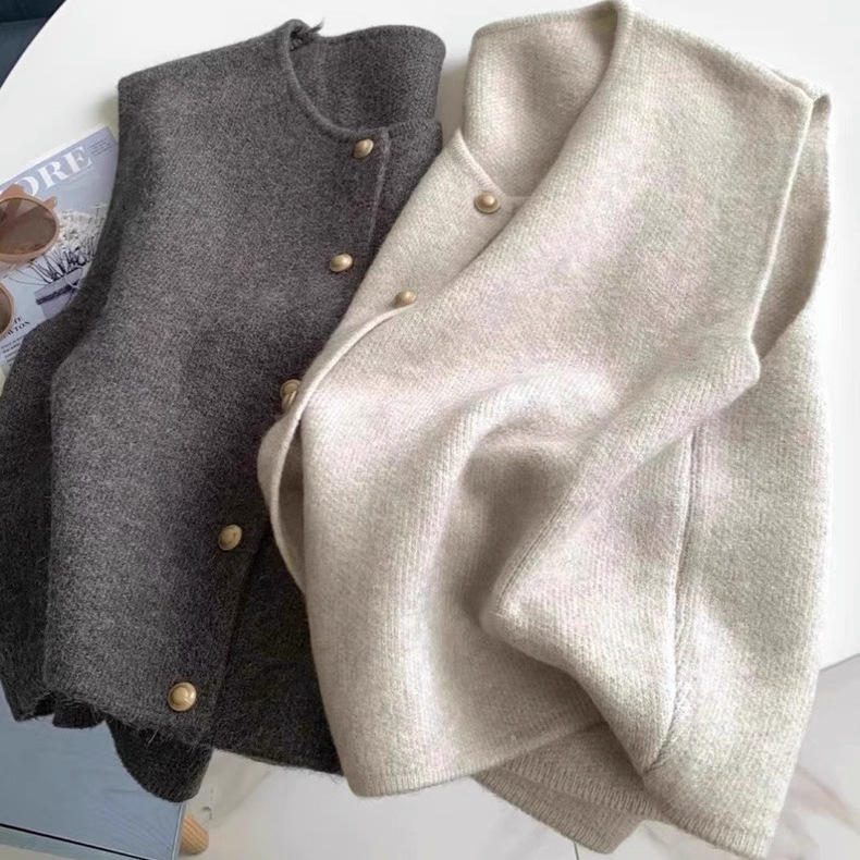 单排扣金属扣气质百搭针织马甲
