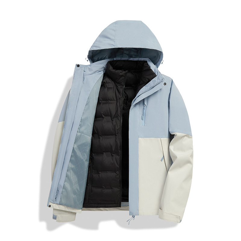 石狮市浪印户外保暖蓄热可拆卸羽绒外套情侣款高品防风防水羽绒服