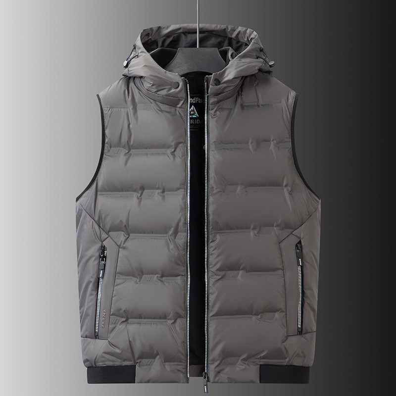 石狮市浪印户外2024冬季简约男装轻便休闲运动立领短款羽绒马甲男