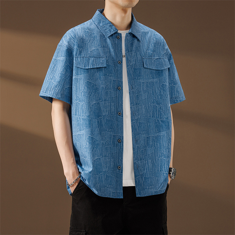 石狮市浪印户外25夏季新款薄款韩版潮流宽松男生衣服休闲半袖衬衣
