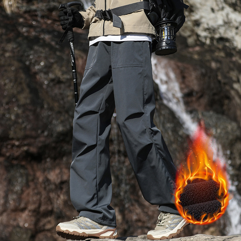 石狮市浪印户外2025新款冬季宽松直筒户外冲锋运动抽绳休闲裤男装
