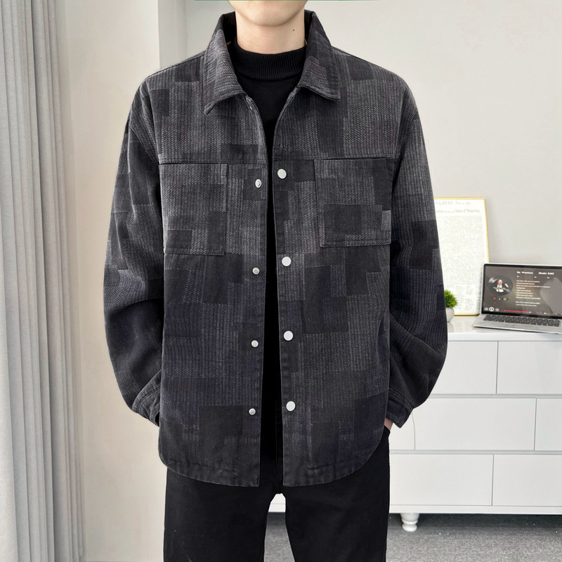 石狮市浪印户外仔衬衫男春秋季宽松青少年工装休闲翻领夹克外套男