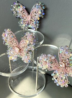 唤醒重工璀璨双层蝴蝶发夹水晶石鸭嘴夹高级感私人定制横夹轻奢女
