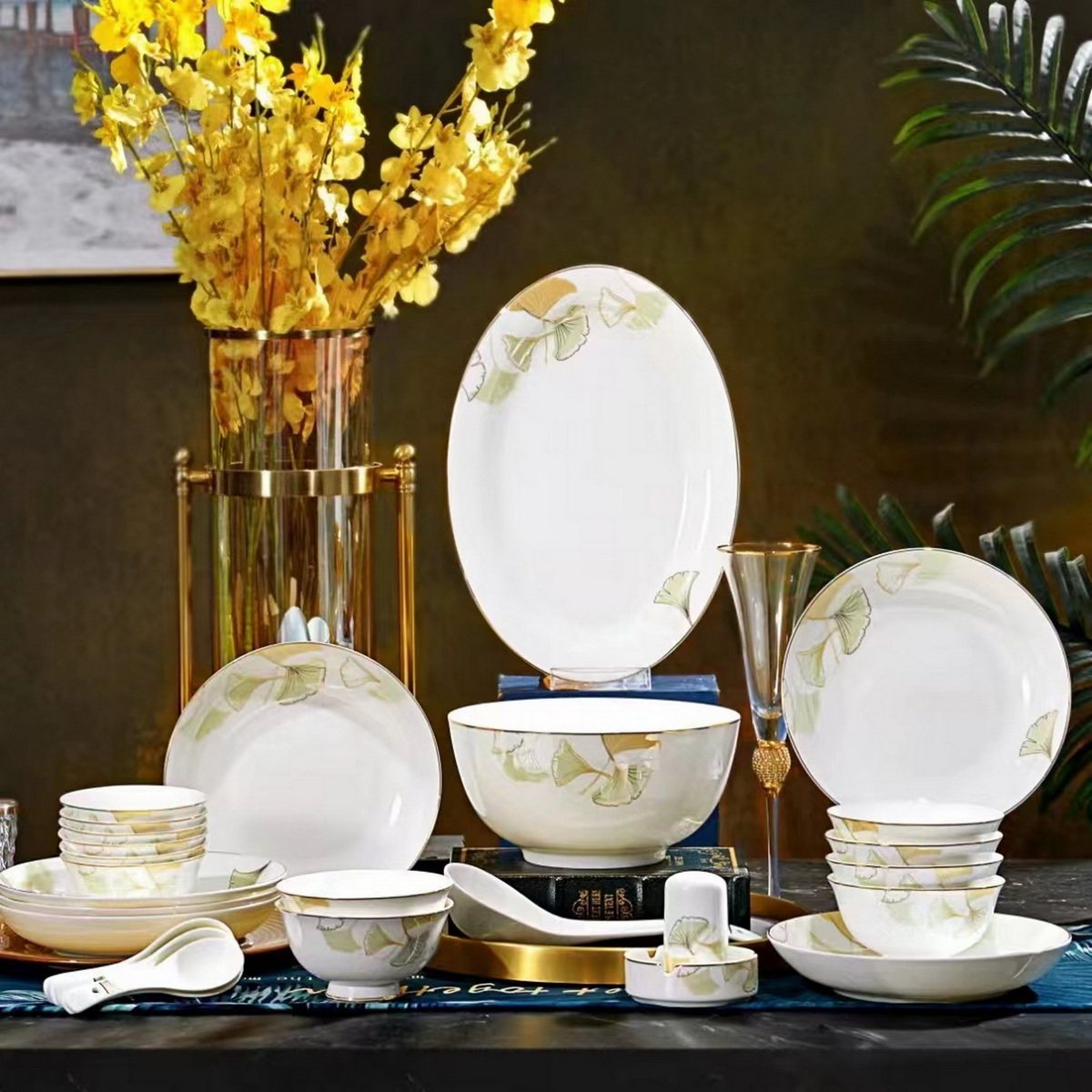 新品淄博博山陶瓷高级骨瓷餐具套装中式轻奢碗盘家用乔迁新年礼物,餐饮具,餐具瓷器套装,淘宝优惠券,粉丝福利购,淘宝优惠卷