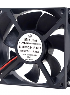 米思米 E-8025D24-F-SET DC24V 0.15A 防尘网变频器冰柜散热风扇