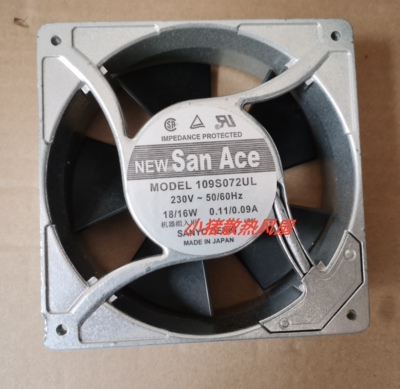 109S072UL 230V 18/16W 原装日本三洋SANYO 120*38MM铝框交流风扇