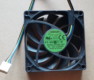 台湾EVERFLOW R128015BH 8cm 8015 12V 滚珠温控调速CPU机箱风扇