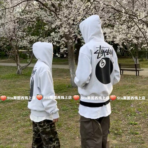 欧美Stussy斯图西台球卫衣男女秋冬宽松加绒重磅潮牌套头情侣长袖