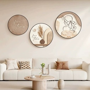 现代简约奶油风格 抽象线条人物挂画简约原木风壁画餐厅卧室床头画