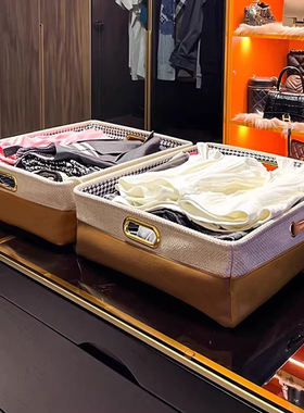 轻奢衣柜底部矮款内衣收纳盒高颜值抽屉式袜子内裤整理箱扁平浅层