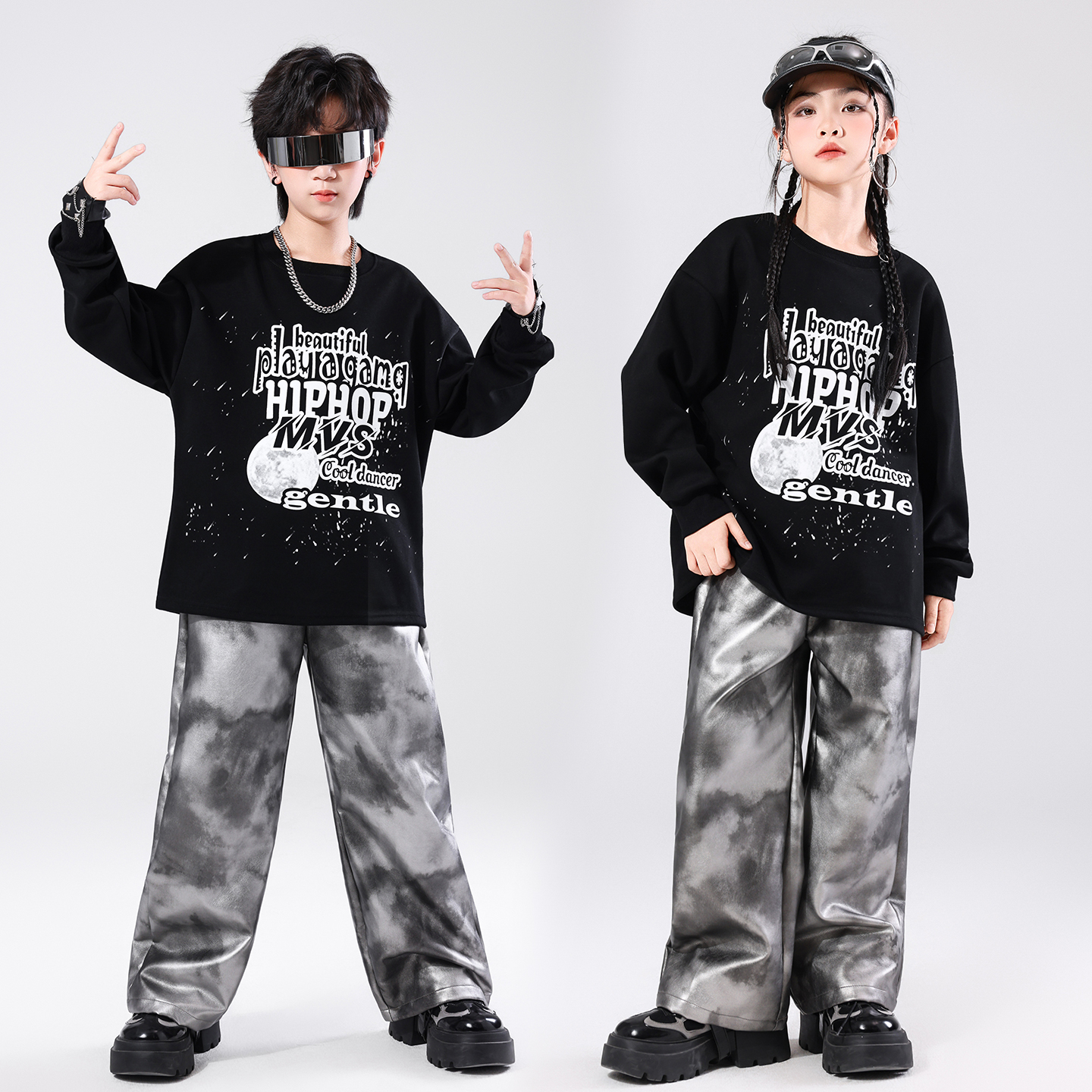 嘻哈街舞服儿童表演服爵士舞服装男女春秋款中大童架子鼓演出服装