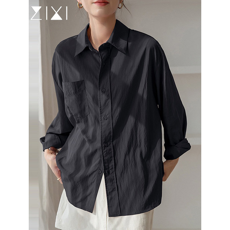 法式气质通勤黑色衬衫外套女春夏休闲垂感长袖衬衣高级感轻奢上衣