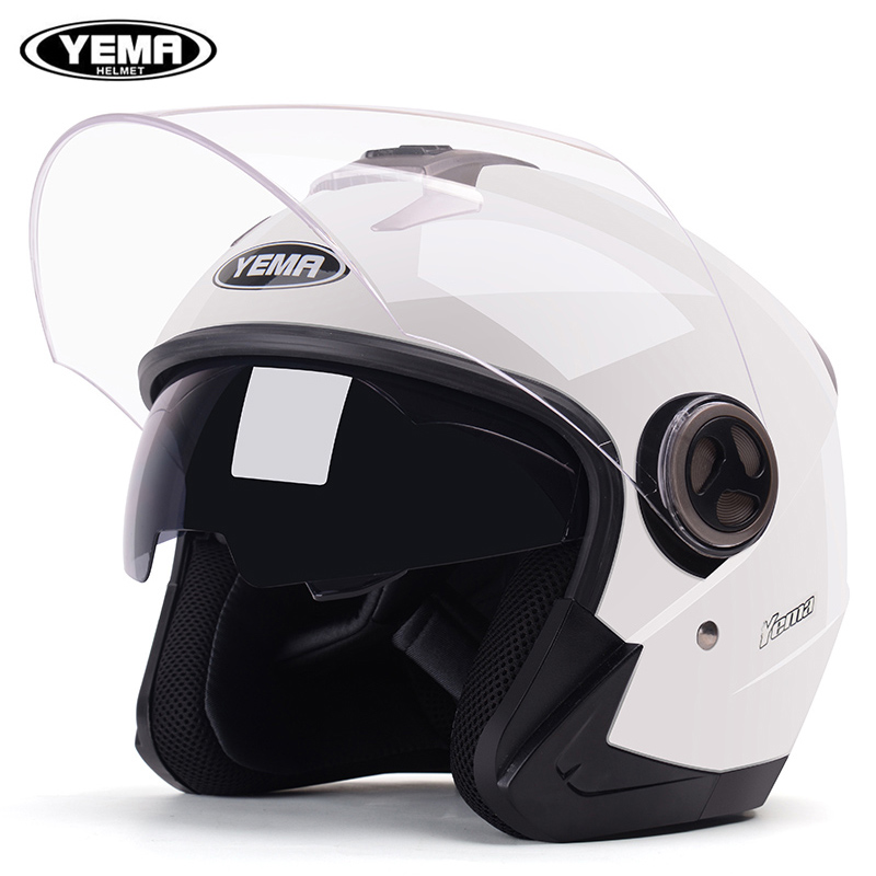 野马电动摩托车头盔女四季通用双镜片安全帽男冬季保暖半盔