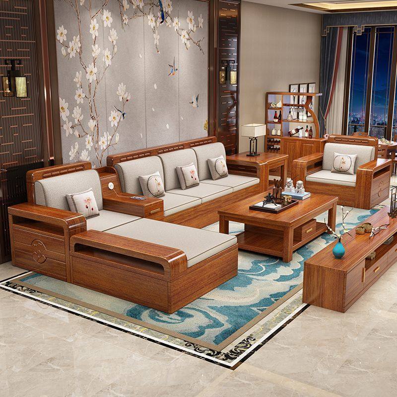 胡桃木金丝中式实木沙发组合客厅储物冬夏两用小户型贵妃家具古典,住宅家具,懒人沙发,淘宝优惠券,粉丝福利购,淘宝优惠卷