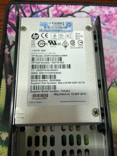 K2P89B HP HPE  3Par 8000 1.92TB SAS 810771-001 固态硬盘