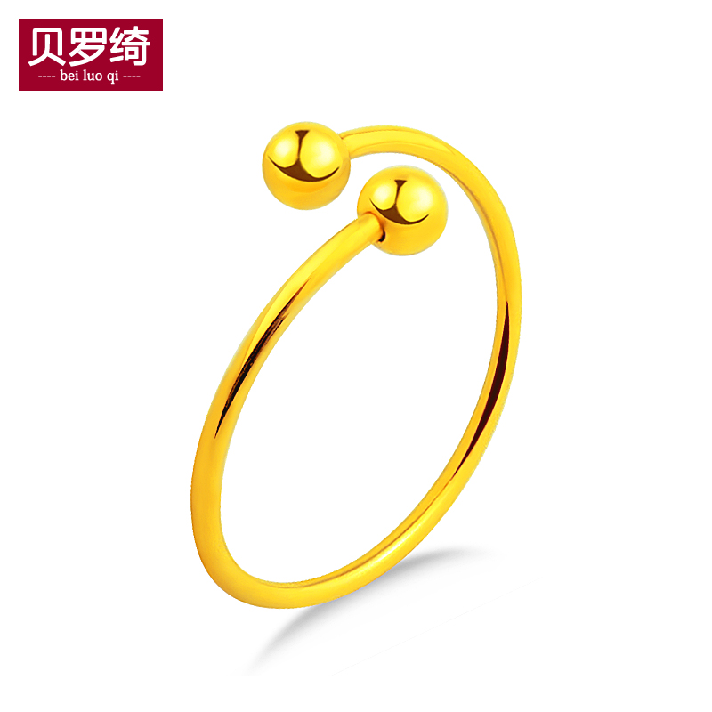 贝罗绮黄金戒指女款线戒小清新