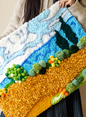 手工diy森系苔藓地毯杯垫材料包新手零基础ins礼物装饰摆件段段绣