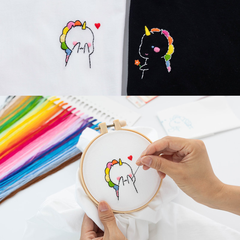 匡威刺绣diy材料包自己绣情侣装衣服t恤针线手工制作初学者入门