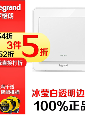 TCL罗格朗逸典冰莹白开关一开单控带荧光 单开单控带LED面板正品