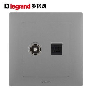 TCL罗格朗博蕴深砂银电脑电视 有线TV家用 网络网线网口插座面板