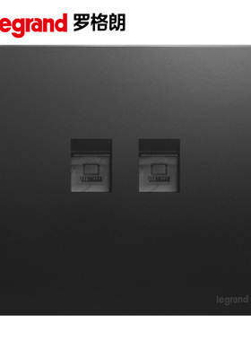 TCL罗格朗未莱黑色两位六类电脑面板双口6类千兆网络插座子夜黑