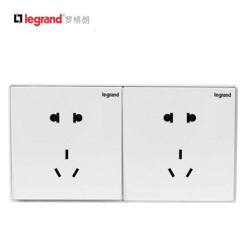 tcl罗格朗家用二位2连体五孔插座开关面板酒店联体墙壁暗装5孔