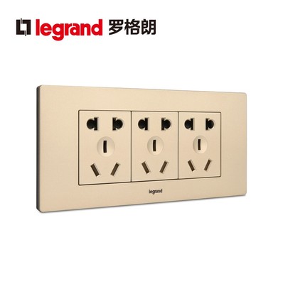 tcl118型金色三位9孔插座面板