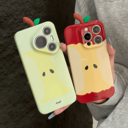 趣味苹果核公仔适用苹果16pro手机壳iphone15保护套新款reno14/a5菲林壳vivox200/s30全包小米15/k80/note14