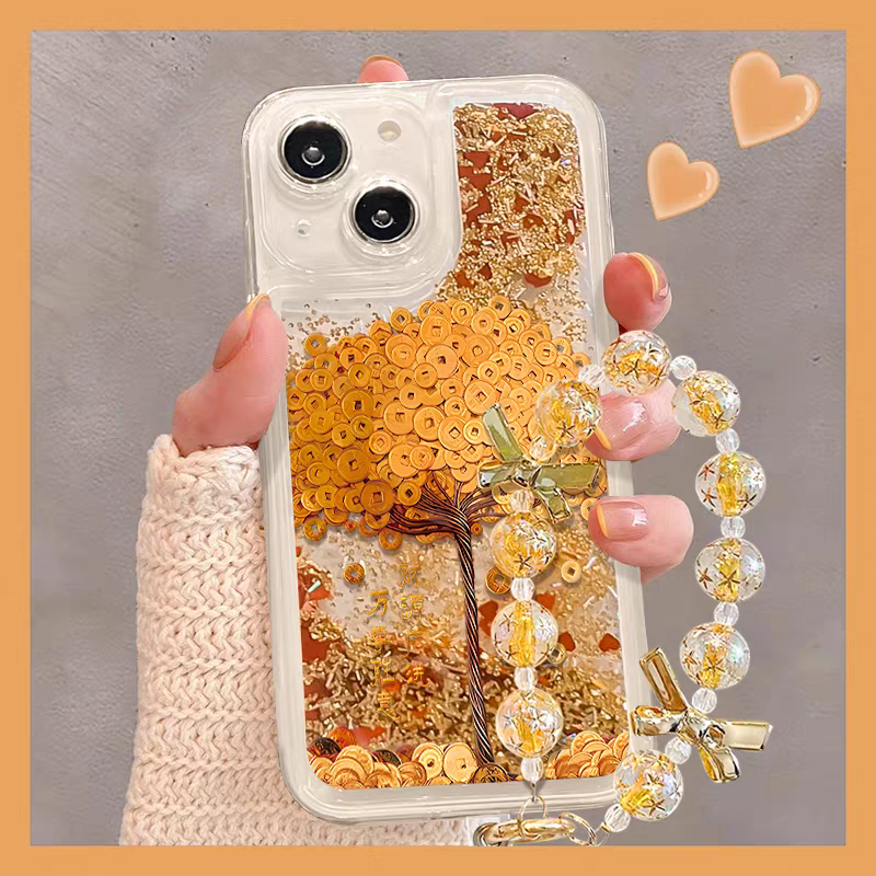 发财树适用苹果17手机壳iphone16pro保护套新款小米15流沙壳reno14/a3防摔vivox200/s20全包红米k80/note14