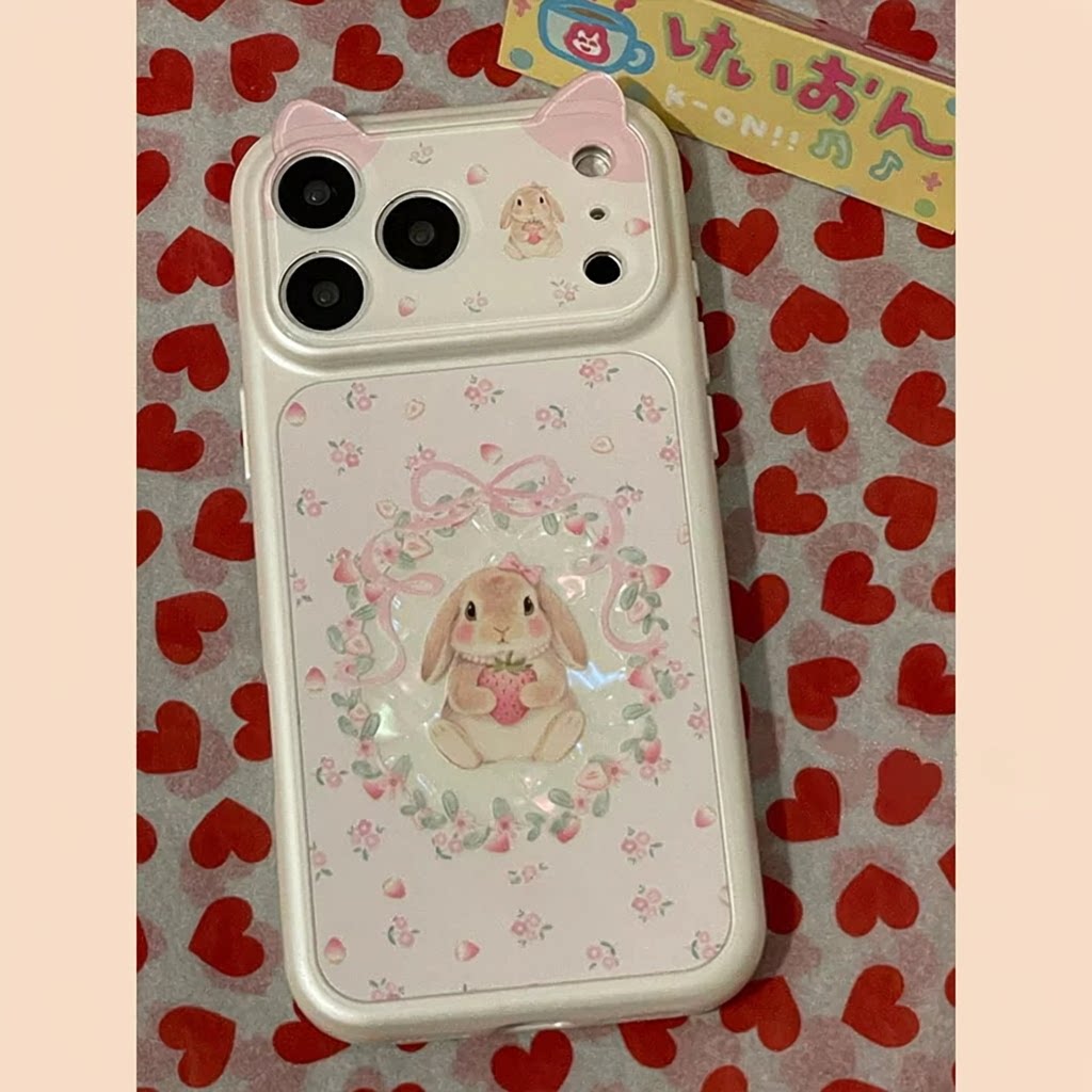 适用苹果18pro兔兔猫耳朵手机壳