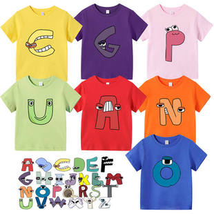 字母传说t恤儿童短袖衣服夏季童装男女童纯棉半袖衫Alphabet Lore