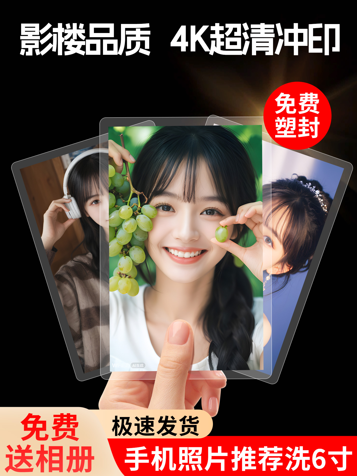 高清照片打印，照片打印，塑料印章显影，宝丽来在您的手机制作5