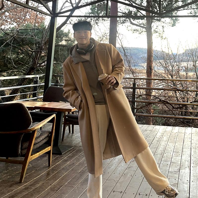 地界二中长款呢子冬季宽松大衣