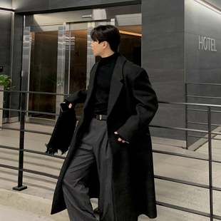 宽松西装 毛呢大衣中长款 领单排扣小众高级感老钱风 男装 地界二韩版