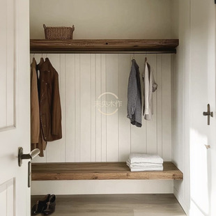 实木衣帽架上墙置物架挂衣架置物架收纳架多层玄关入户可定制室内