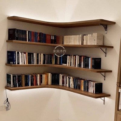 转角置物架定制L型实木打孔安装