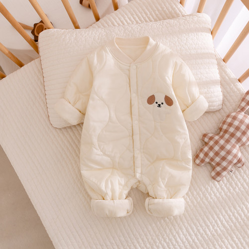 婴儿连体衣冬季加绒加厚男女宝宝衣服哈衣爬服外出服冬装棉衣外穿