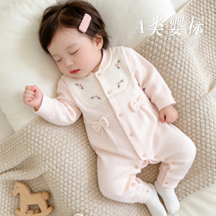 2026新款 衣服纯棉可爱女宝宝哈衣爬服外穿春夏装 婴儿连体衣春秋季