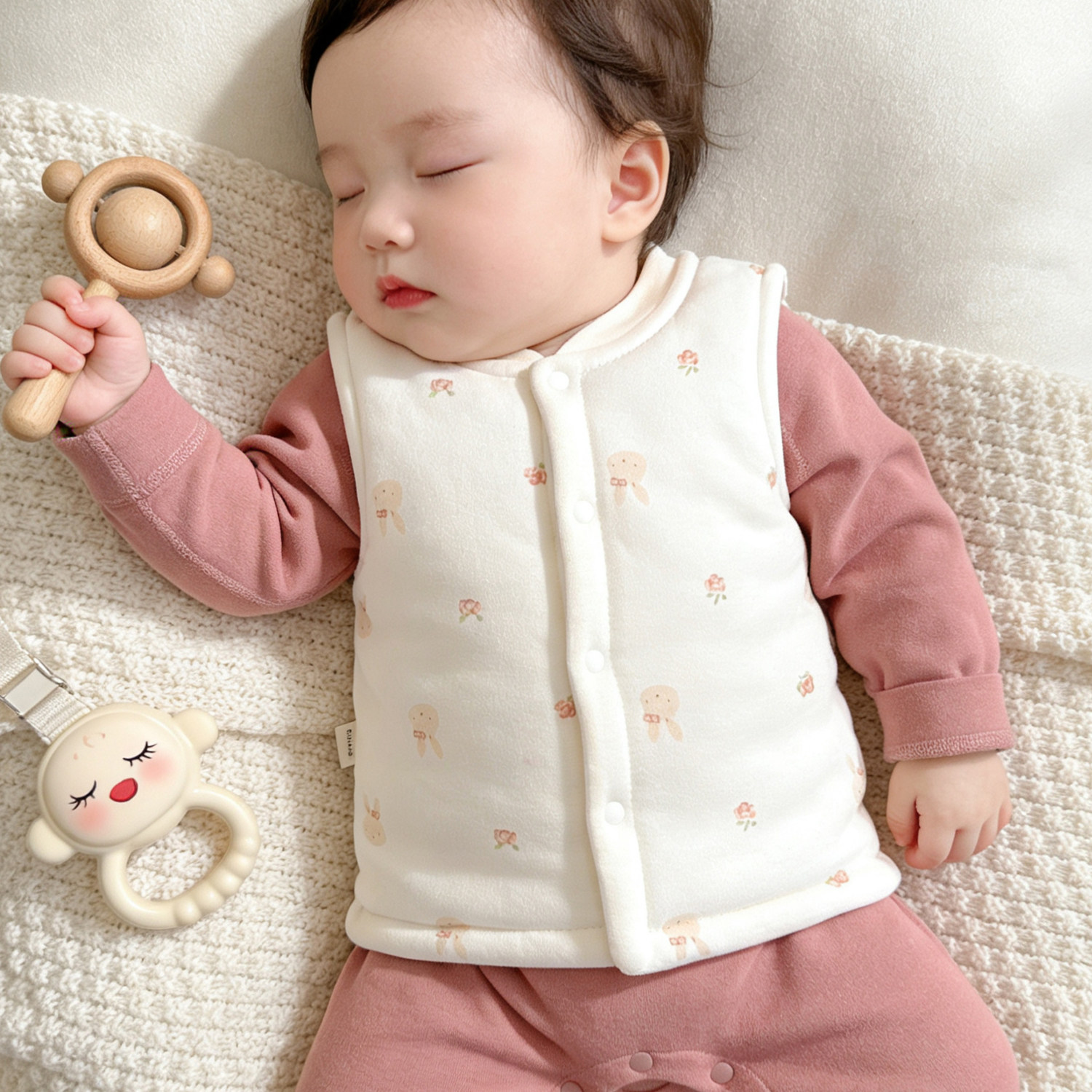 婴儿夹棉马甲秋冬季新生儿宝宝纯棉A类保暖打底背心坎肩外套内穿