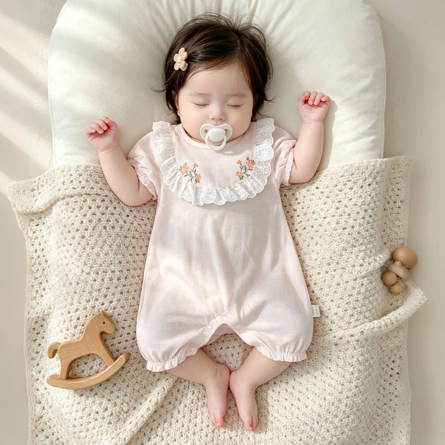 婴儿衣服夏季薄款纯棉短袖连体衣女宝宝夏装可爱公主哈衣爬服外出