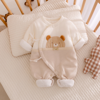 新生婴儿衣服冬季和尚服连体衣加厚棉衣纯棉A类0-3月初生宝宝棉服