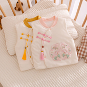 婴儿马甲夹棉背心女宝宝秋冬季 马夹坎肩中国风拜年服过年衣服纯棉