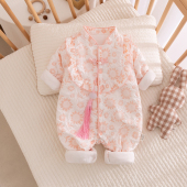 特价 夹棉连体衣婴儿衣服女宝宝哈衣中国风外出服过年衣服 秋冬季