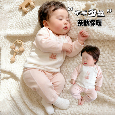 宝宝保暖内衣套装婴幼儿衣服秋冬季棉衣棉裤分体两件套家居服睡衣