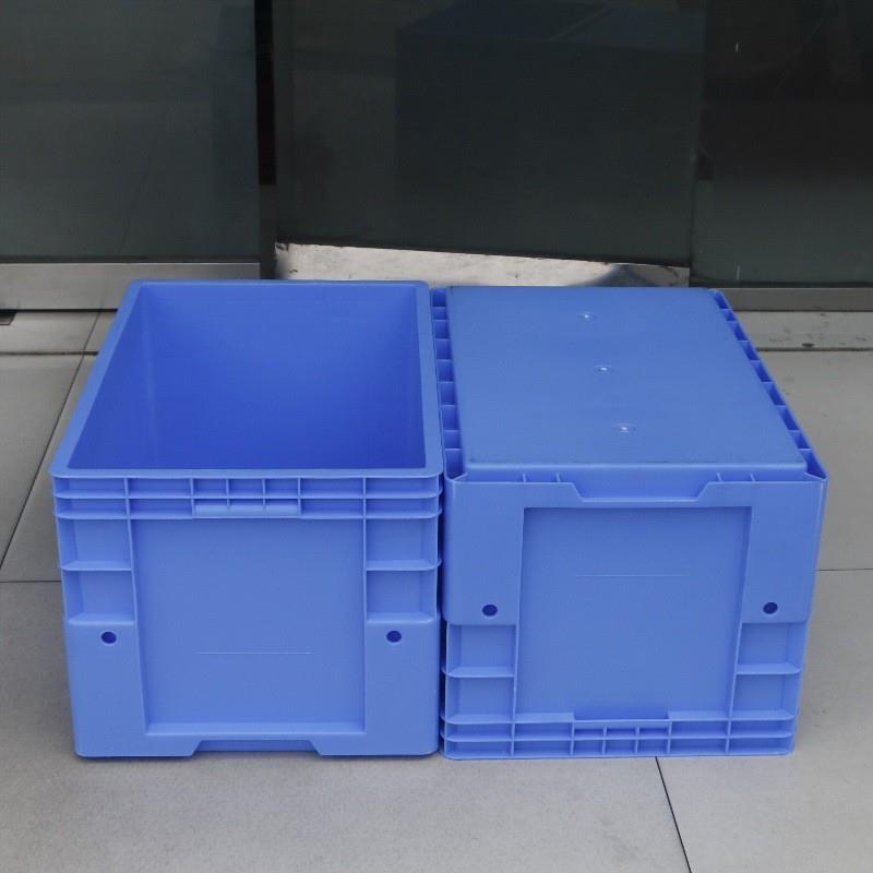 灰色塑料HP周转箱加厚蓝色物流可带盖长方形工业塑胶厂家