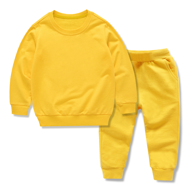儿童纯色卫衣卫裤男女童运动服套装中大童宝宝春秋季多色长袖长裤