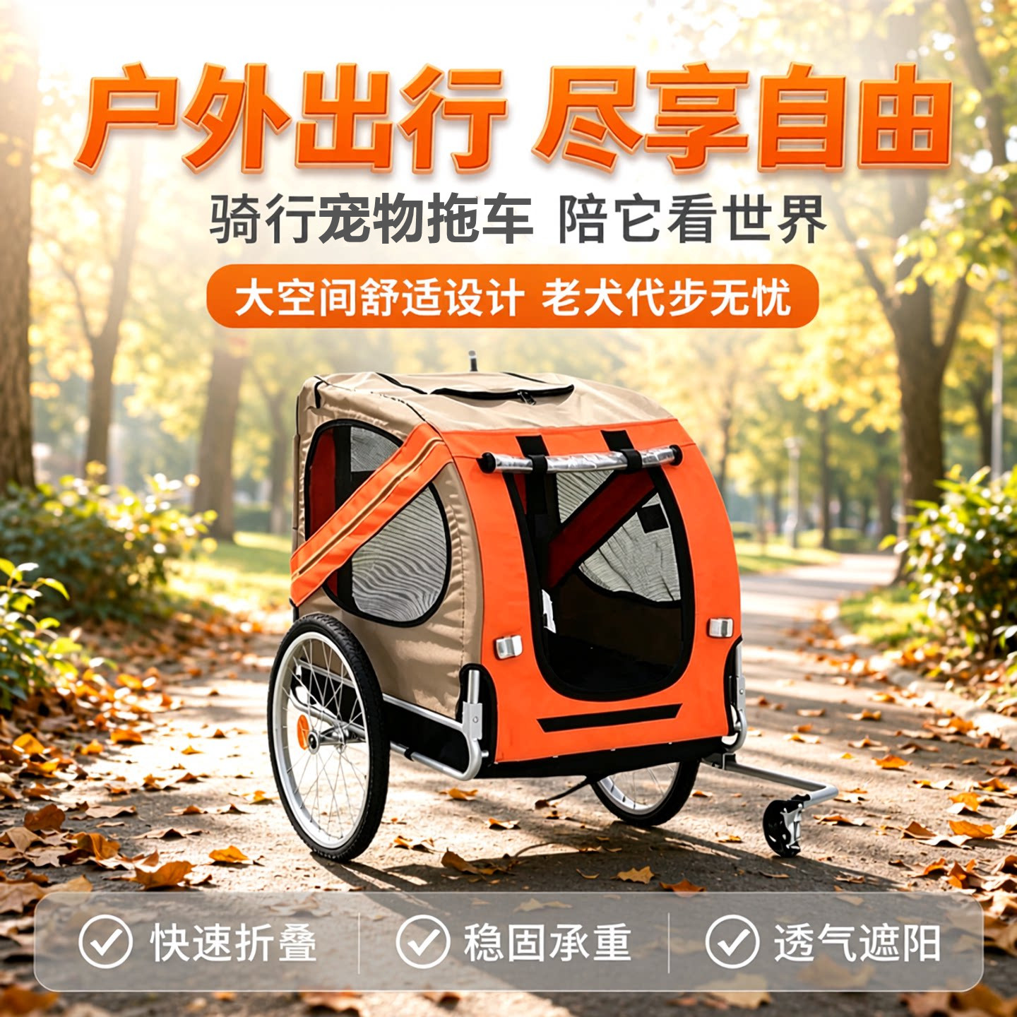 德国工艺宠物自行车拖车可折叠