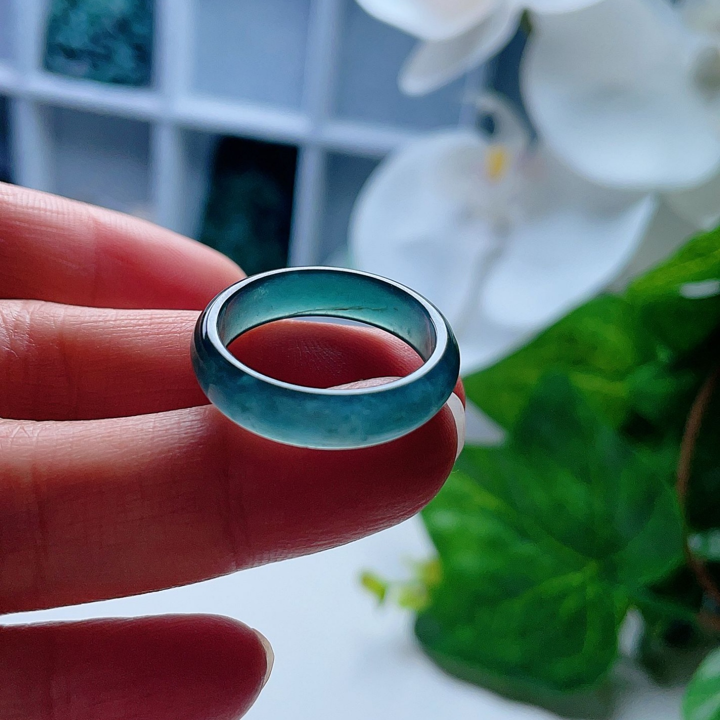 天然翡翠戒指深宝蓝绿意境儒雅