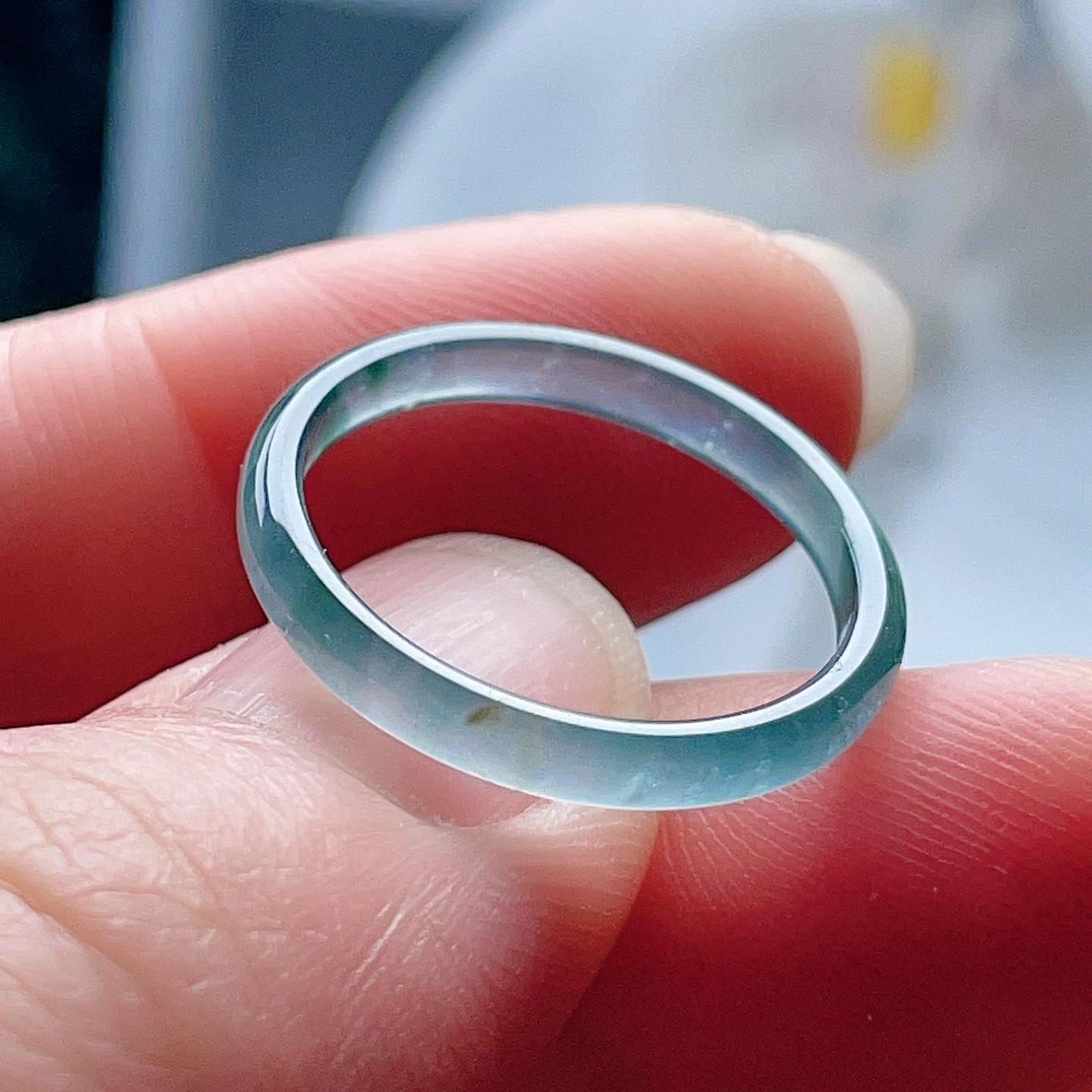 天然翡翠冰种细戒指晴水绿飘阳绿