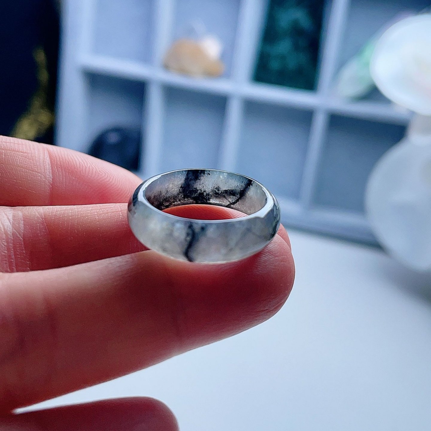 天然A货翡翠戒指乳白乌鸡飘花18mm缅甸老坑玉指环山水意境儒雅17#,珠宝/钻石/翡翠,戒指/指环,淘宝优惠券,粉丝福利购,淘宝优惠卷